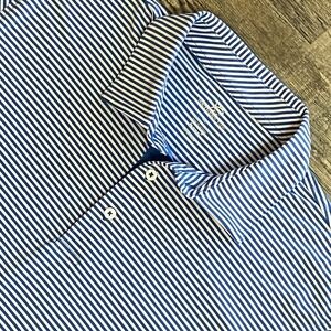 Southern Tide Polo Golf Shirt Mens XL Blue Striped Performance Brrr Cooling Prep